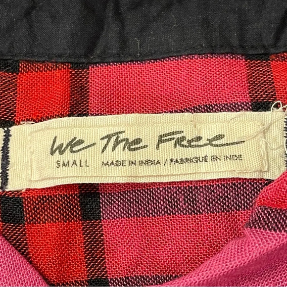 WE THE FREE NWOT Pacific Dawn Plaid Shirt in Red Combo - Picture 7 of 11